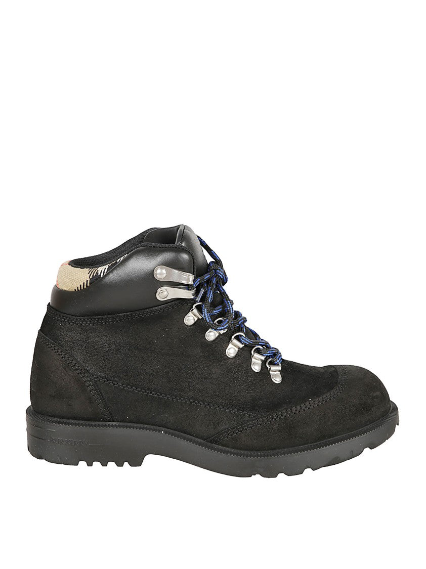 Burberry Suede Ankle Boots With Check Insert