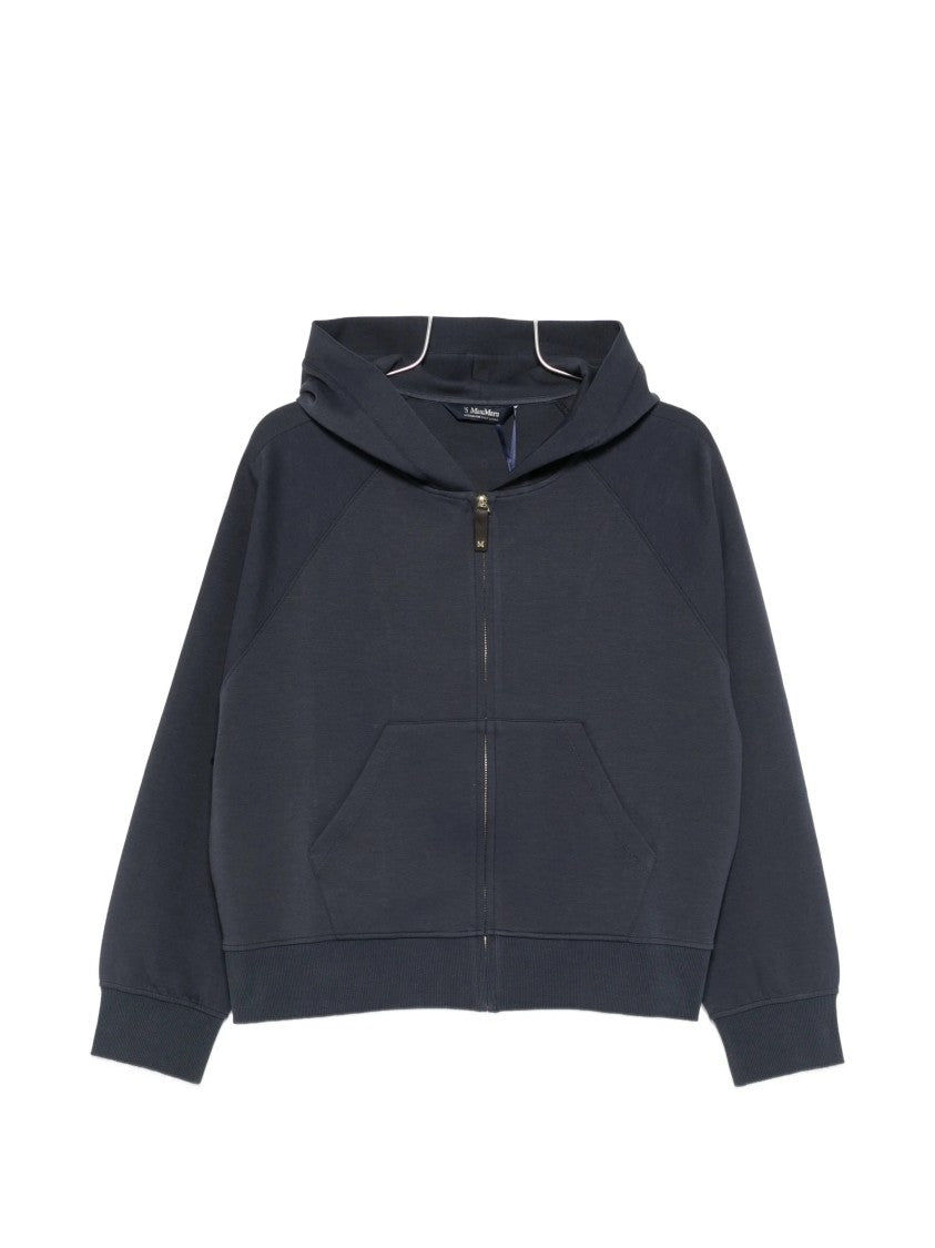 Max Mara Dark Blue Smmalma Cropped Zip Hoodie Jacket