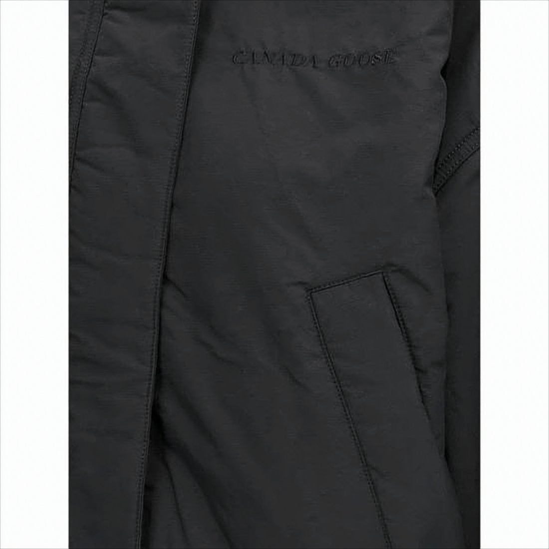 Canada Goose Dual-Texture Black Jacket With Hood And Concealed Zipper