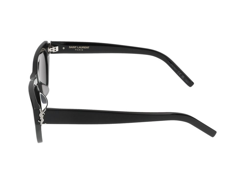 Saint Laurent Black Metallic Accents Oversized Square Sunglasses