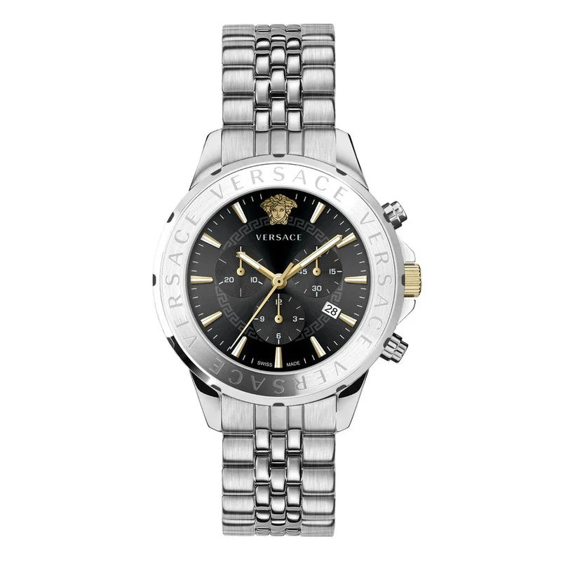 Versace Greca Urban 43Mm Quartz Watch With Two-Tone Bracelet