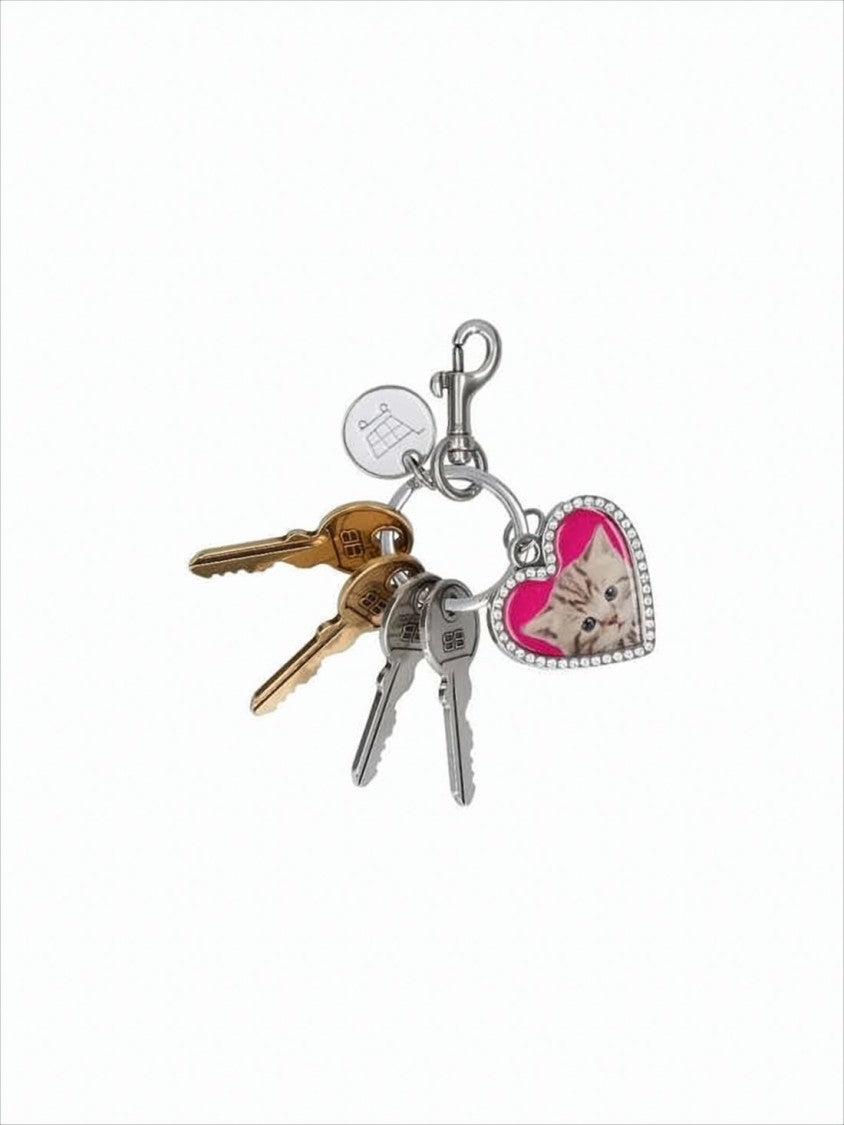Balenciaga Charming Silver-Tone Keyring With Heart-Shaped Charms
