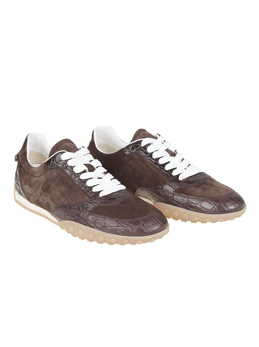 Tod's 13M Textured Crocodile-Accented Calf Leather Sneakers