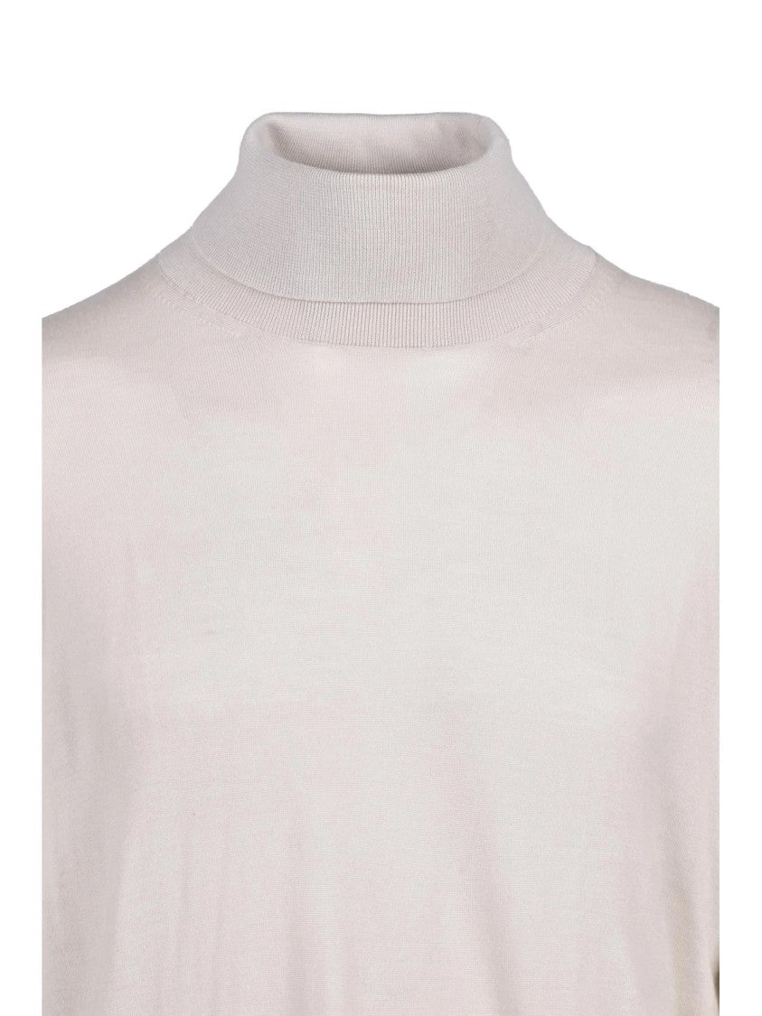 Eleventy Beige Wool Turtleneck Sweater With High Collar