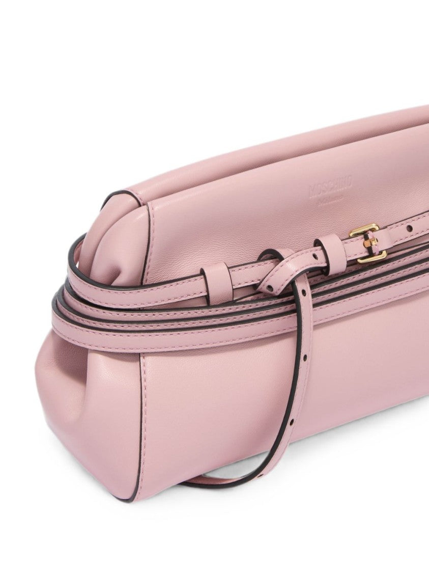 Moschino Pink Silk-Blend Smooth Adjustable Handbag
