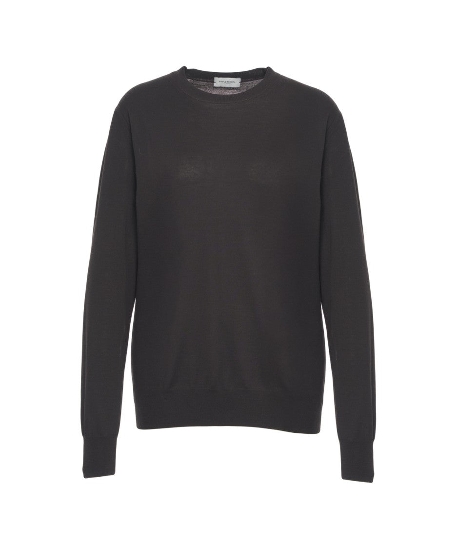 Paolo Pecora Finely Knit Virgin Wool Sweater With Classic Crew Neckline