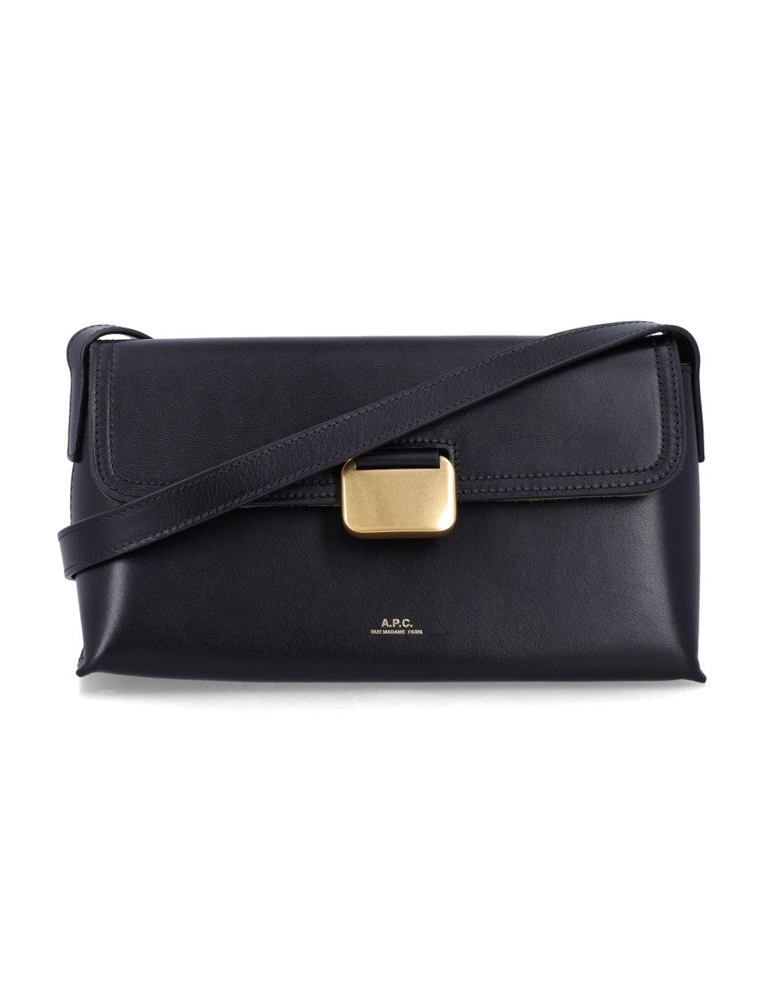 A.P.C. Rectangular Black Shoulder Bag With Gold-Tone Clasp