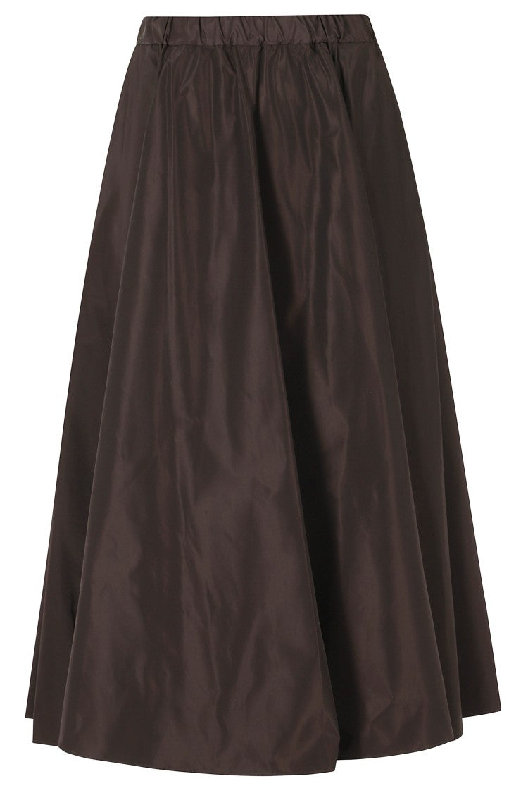 Aspesi Brown Mia Gathered Elastic Waistband Flared Midi Skirt