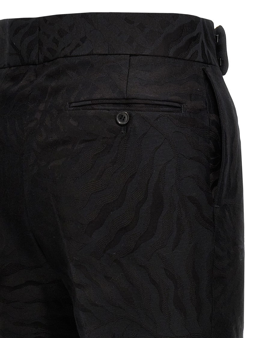 Bally Black Pleated Jacquard Pants With Zip