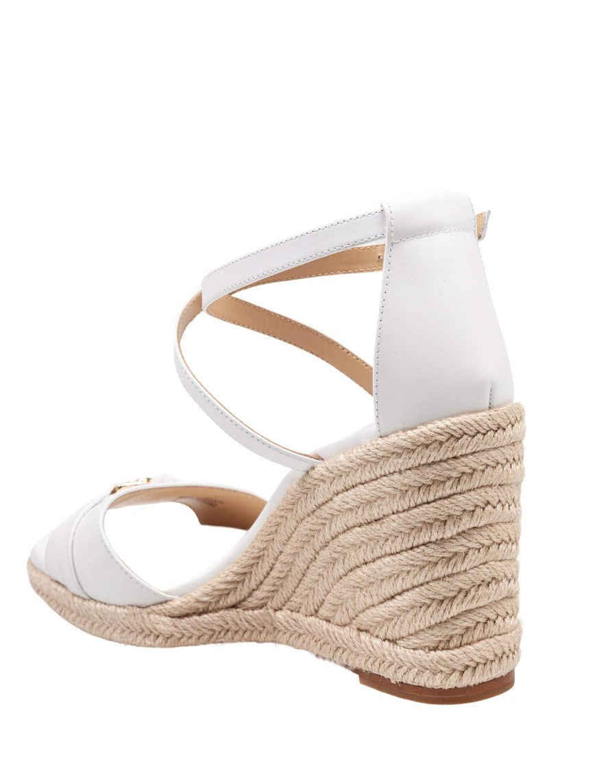 Michael Kors White Leather Mandy Wedge Sandal