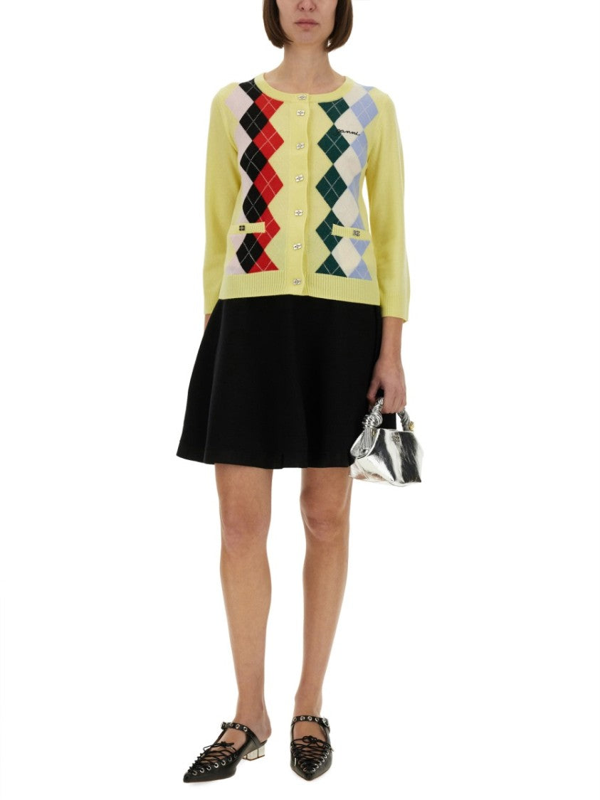 Ganni Vibrant Argyle Cardigan