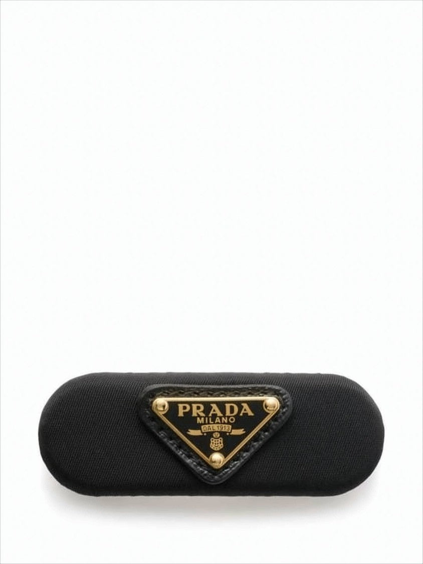 Prada Triangular Gold-Tone Logo Hair Barrette