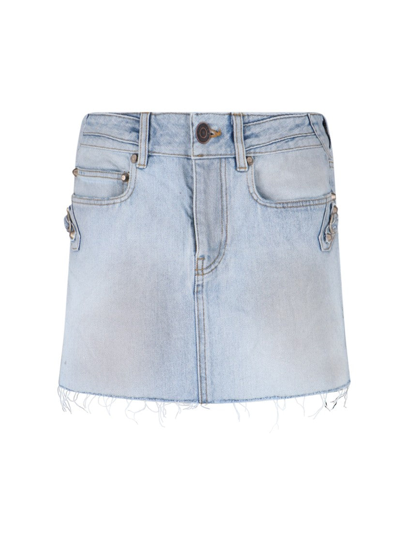 Balenciaga "Le City" Mini Skirt In Light Blue Cotton Denim