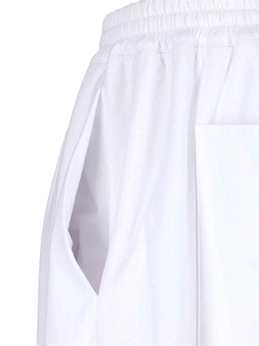 Duran Lantik High-Waisted White Cotton Trousers With Draped Details