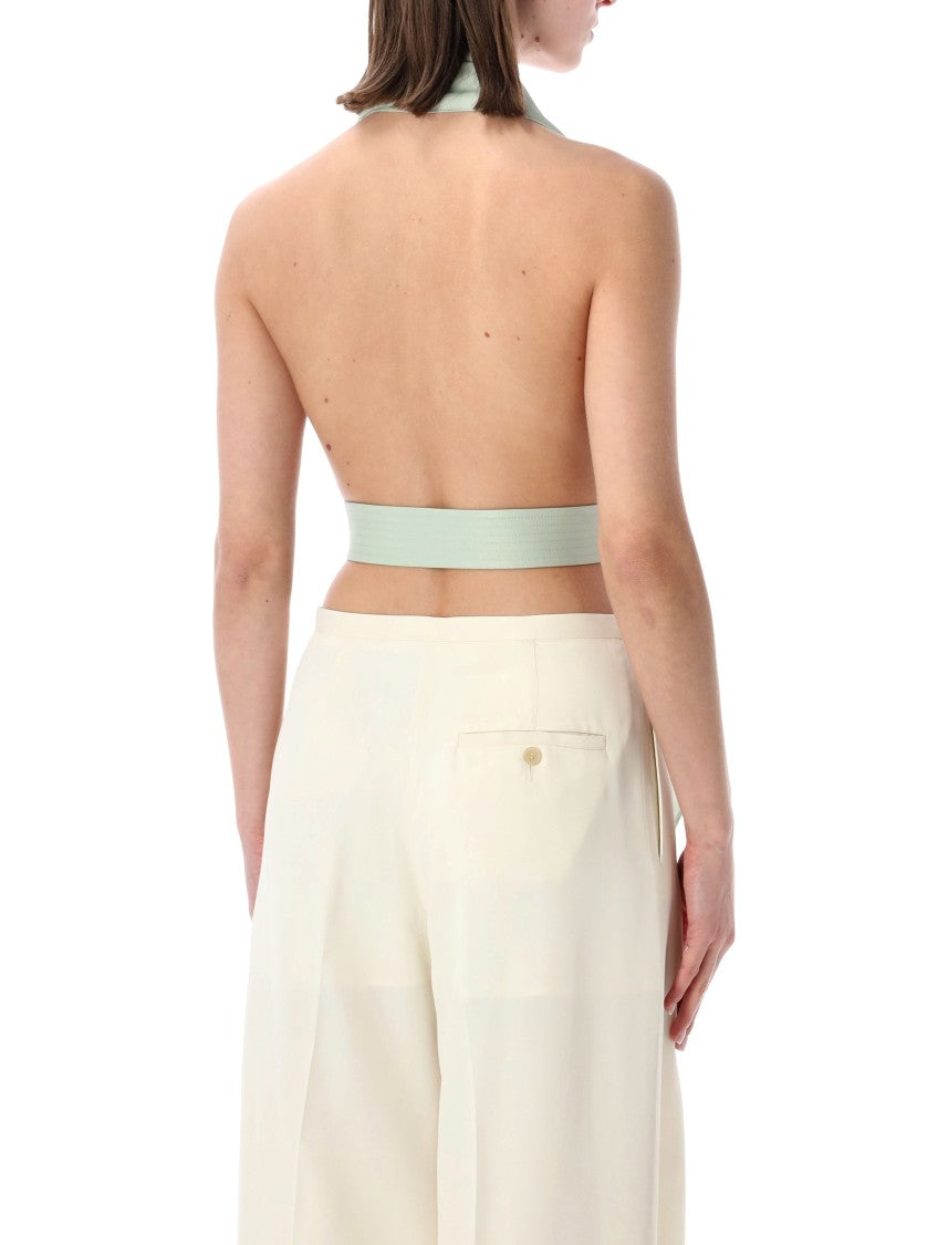 Alberta Ferretti Draped White Scarf Draped Fluid Top