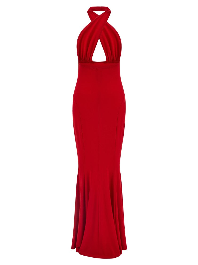 Norma Kamali 'Cross Halter Fishtail' Dress