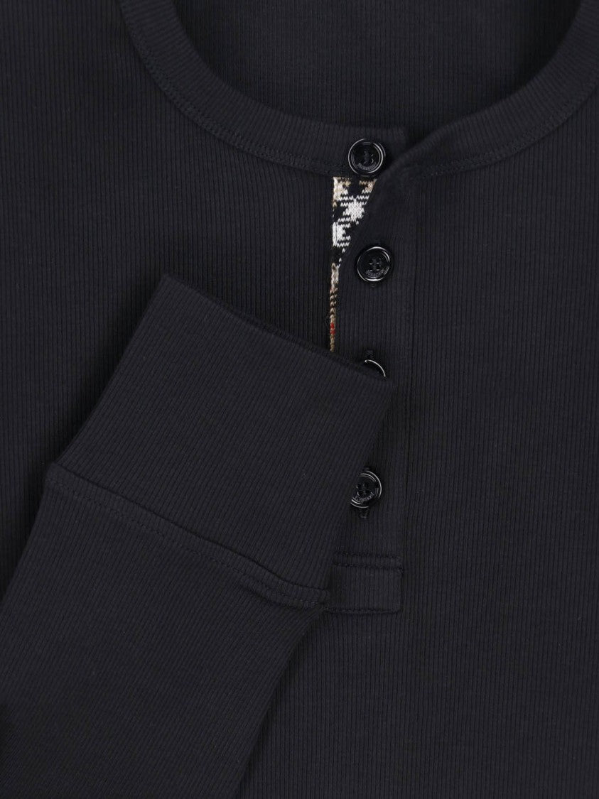 Burberry Long-Sleeve Black Cotton T-Shirt With Logo Detail