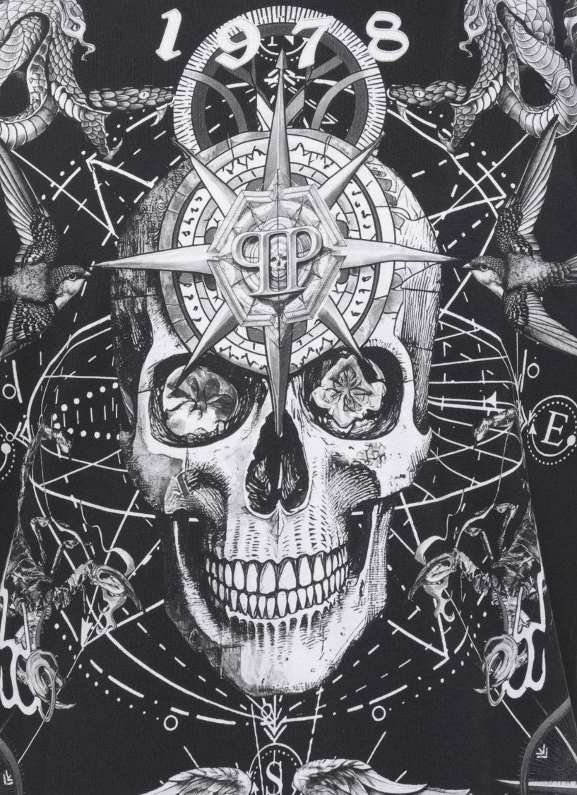 Philipp Plein Black Tattoo Print Cotton T-Shirt