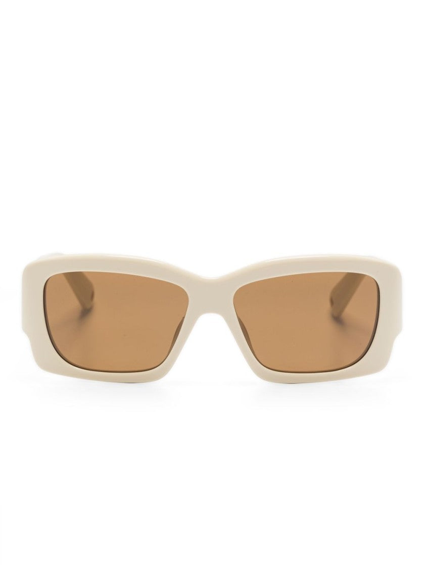 Linda Farrow X Jacquemus Angular Grey Sunglasses With Brown Lenses