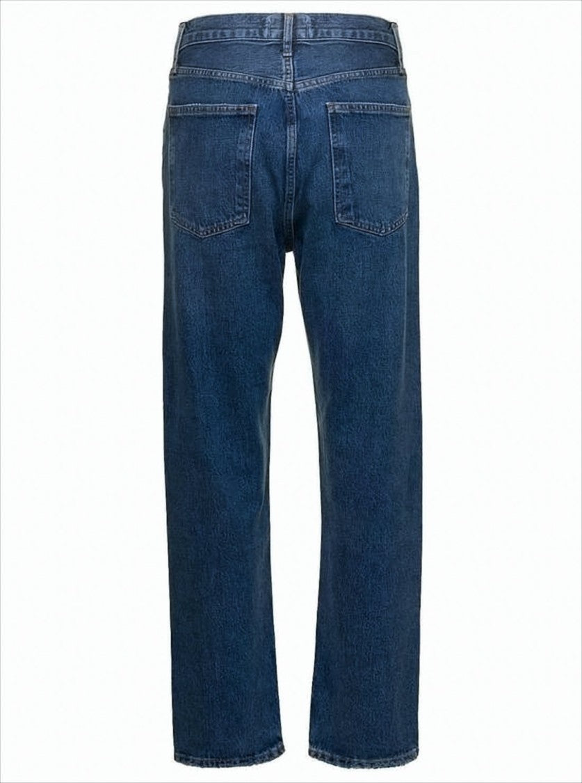 Agolde Classic Straight-Leg Indigo Denim Pants With Five-Pocket Design