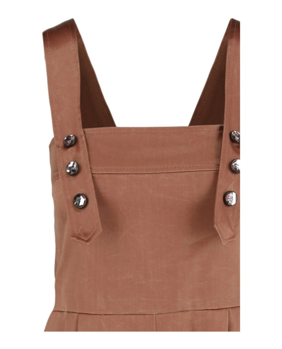 Bottega Veneta Structured Brown Playsuit With Crystal Embellishments