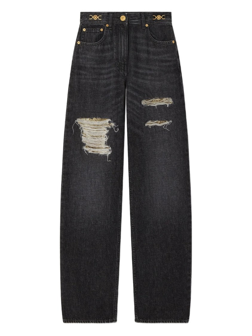 Versace Black Medusa 95 High-Waisted Denim Jeans
