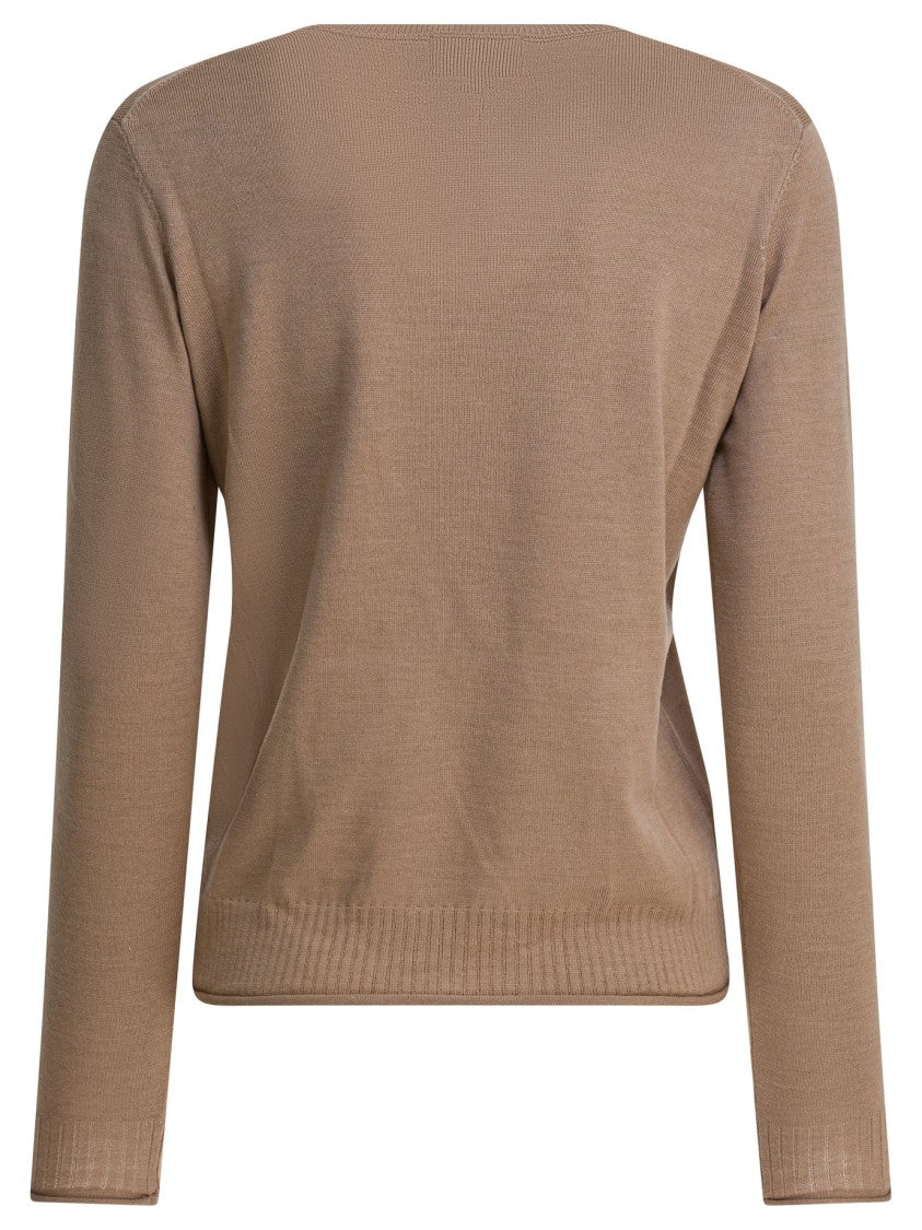 Ines De La Fressange Ribbed Merino Wool Knitwear With Crew Neckline