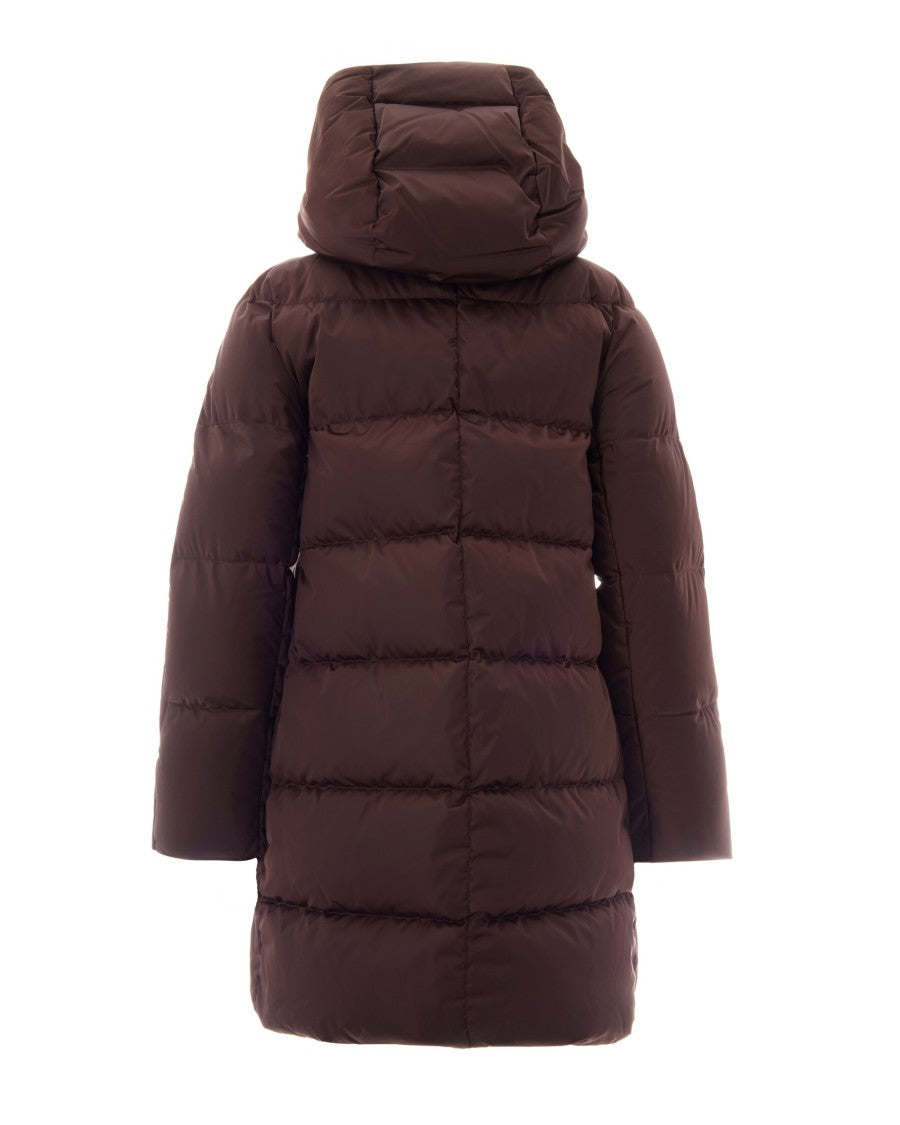 Herno A-Shape Fondente Quilted Grosgrain Hooded Down Jacket