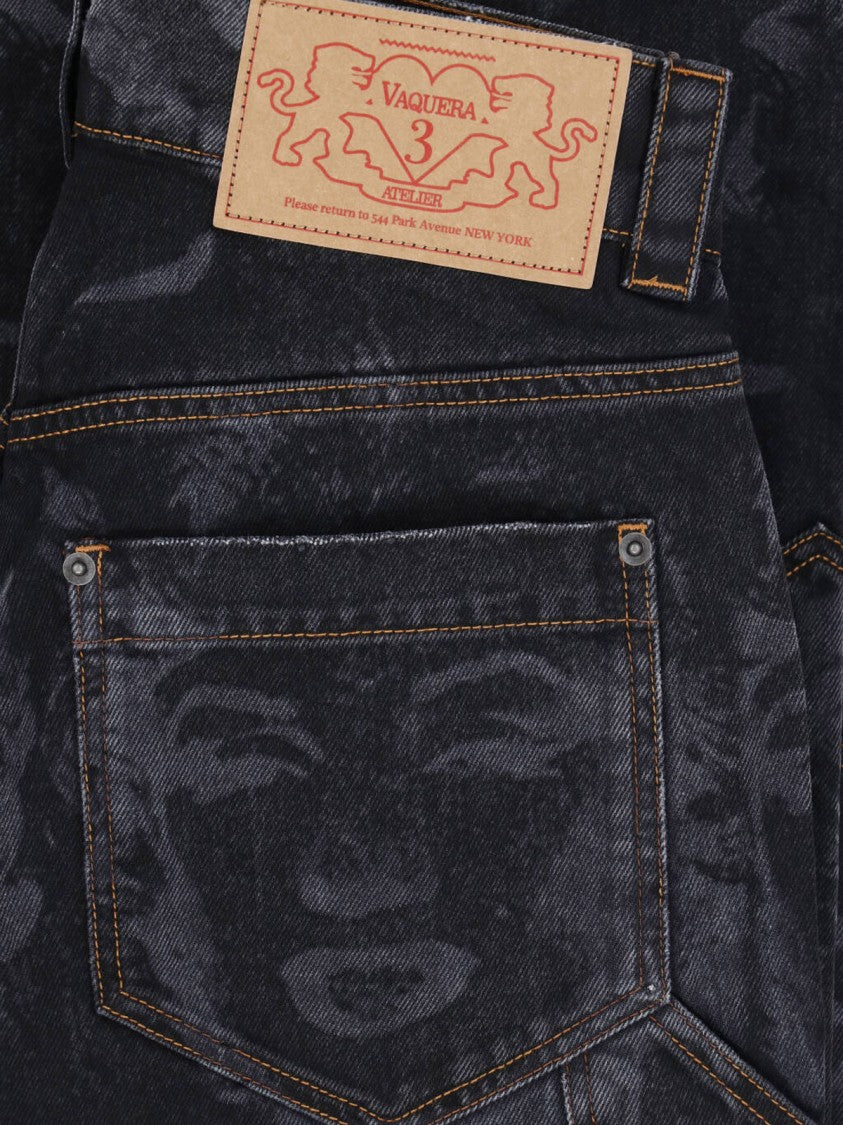 Vaquera Wide-Leg Faded Print Jeans