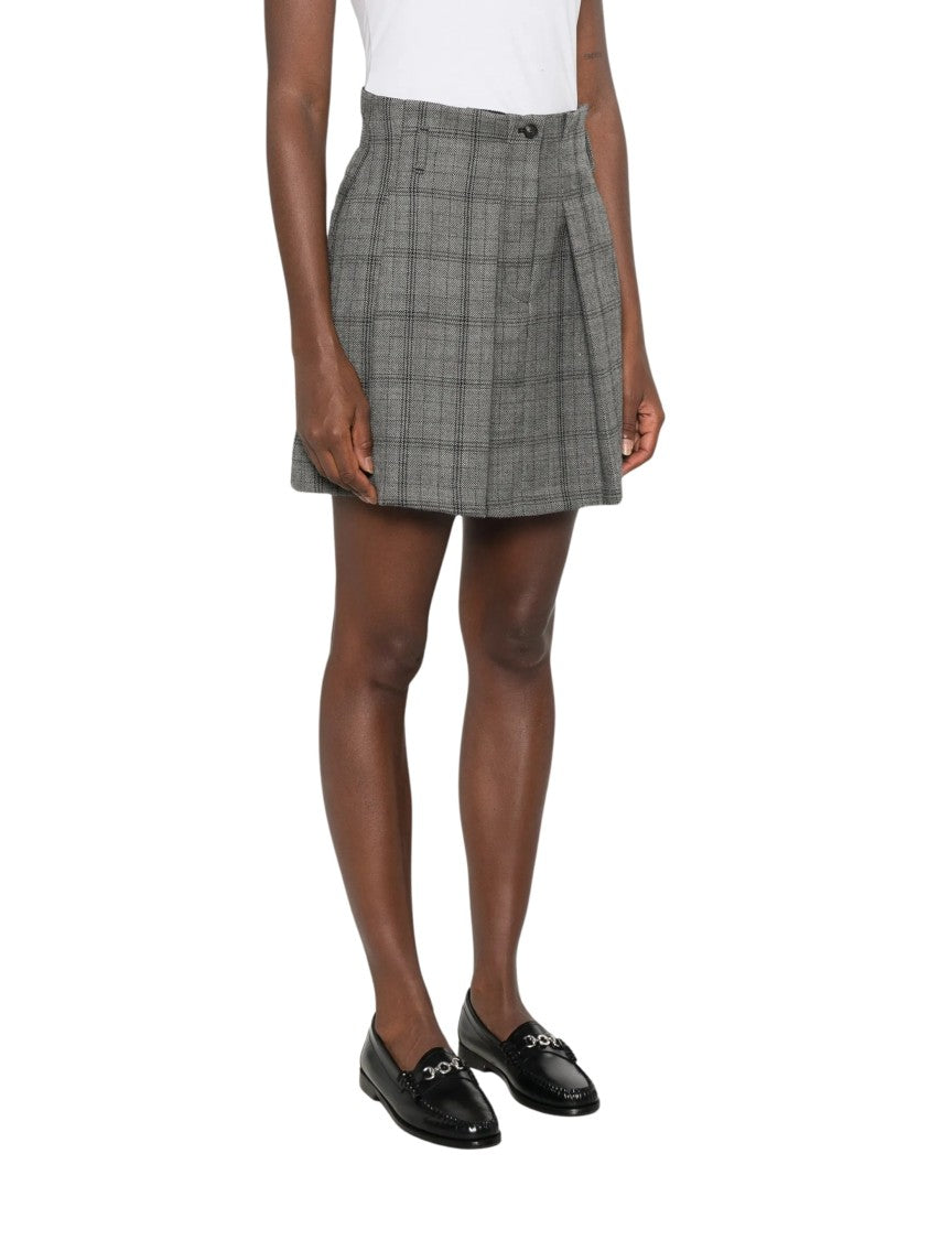Tela Gaby Grey Check Pleated Mini Skirt