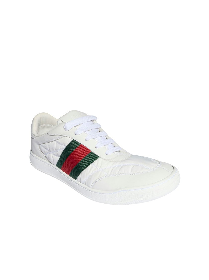 Gucci Padded Nylon Sneakers With Leather Trim And Web Detail
