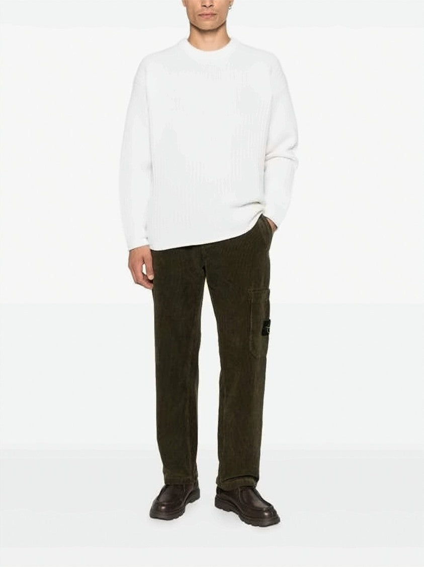Stone Island Straight-Leg Corduroy Pants With Logo Badge Detail
