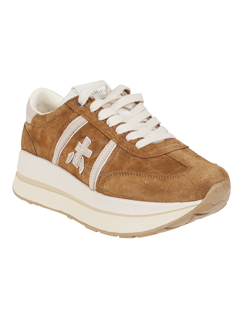 Premiata Brown Bethcoin Calf Leather Suede Sneakers