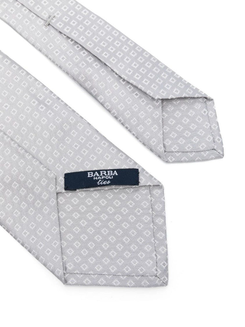 Barba Grey Tie With Subtle Geometric Pattern