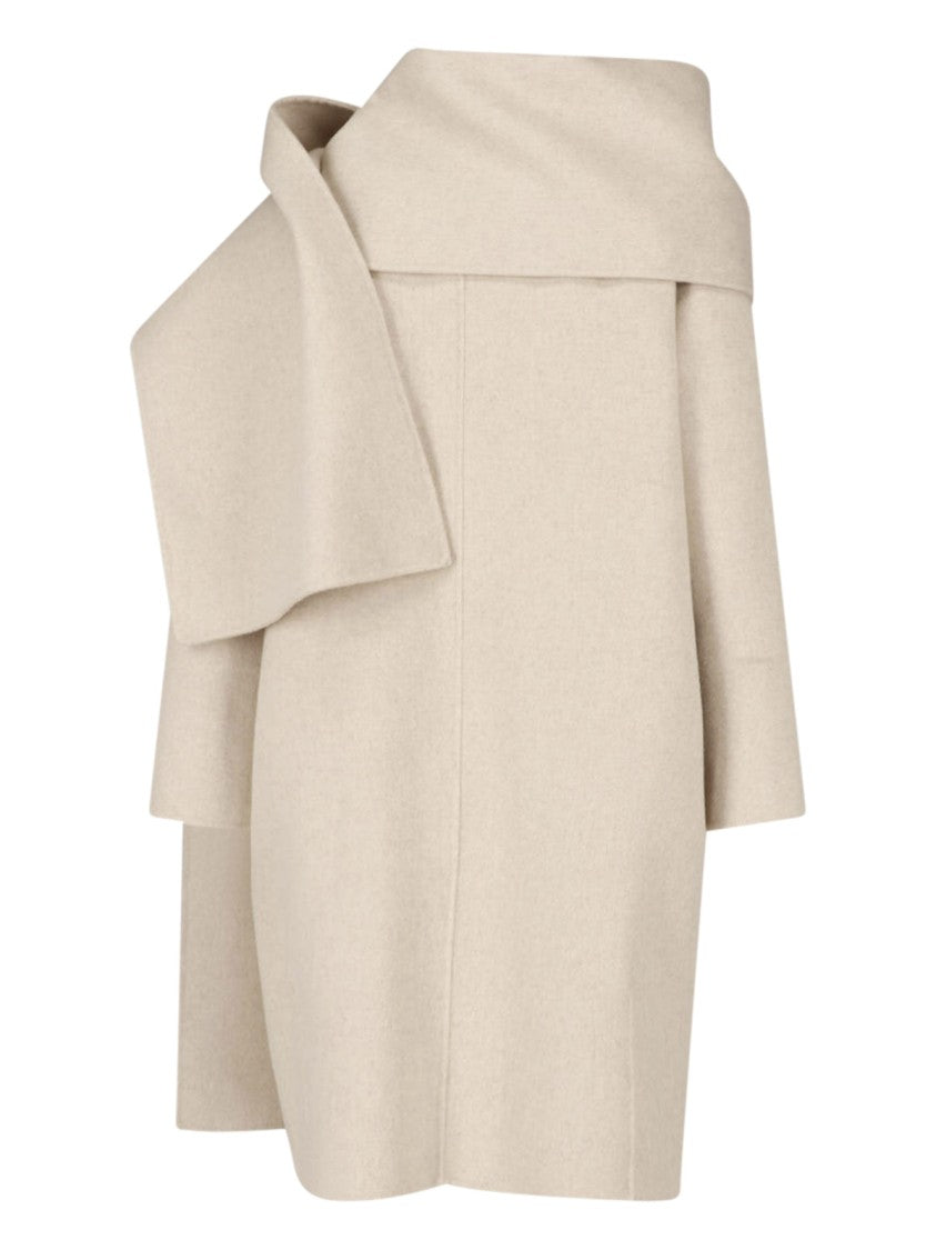 Calvin Klein Asymmetrical Collar Scarf Beige Jacket