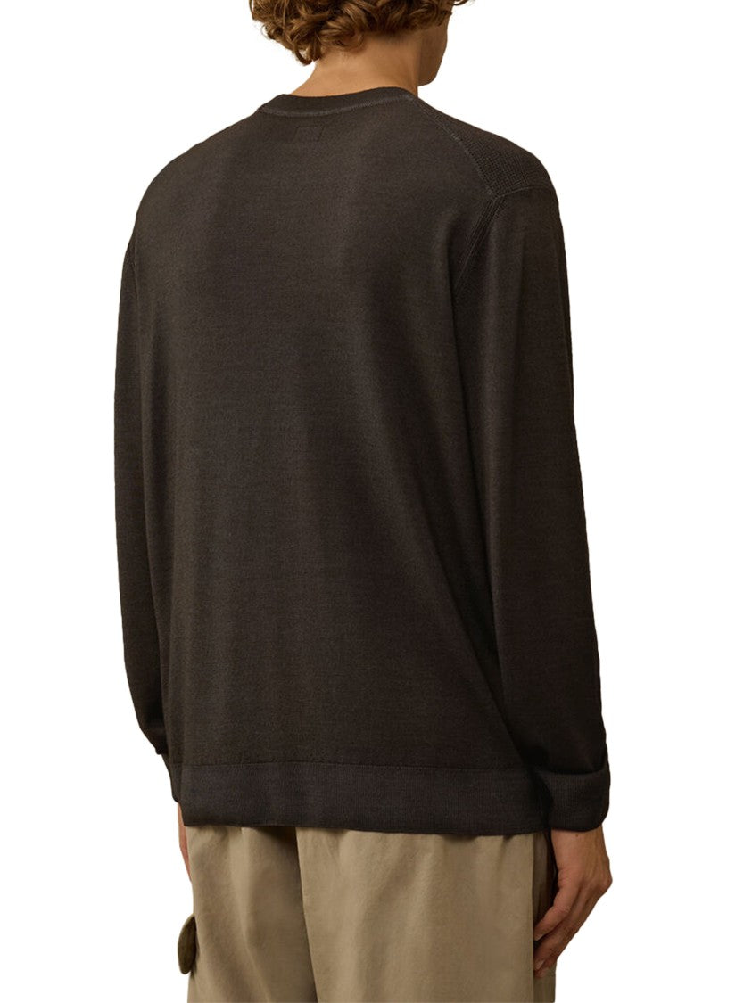 C.P. Company Fine-Knit Merino Crewneck Sweater With Patch Pocket Detail