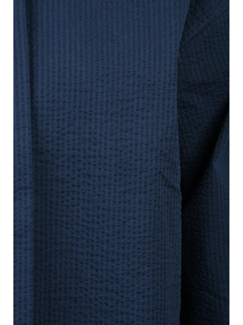 Ea7 Emporio Armani Blue Cotton Elastane Short Shirt