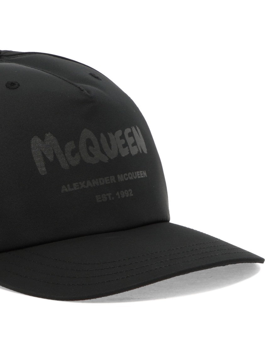 Alexander Mcqueen Structured Black Cap With Logo