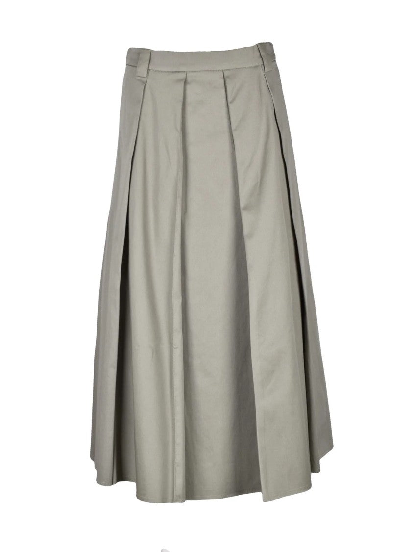 Department 5 Sage Green A-Line Stretch Cotton Pleated Skirt