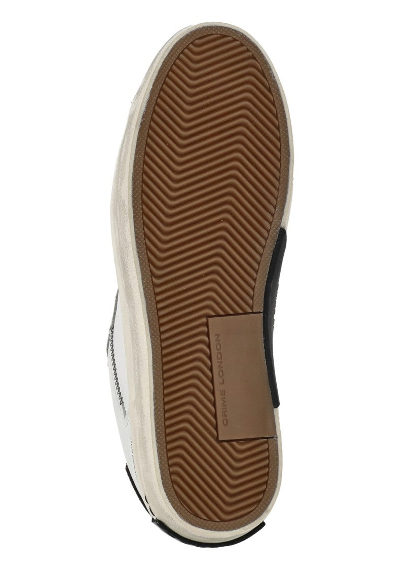 Crime London Brown Grey Suede Accents Leather Sneakers