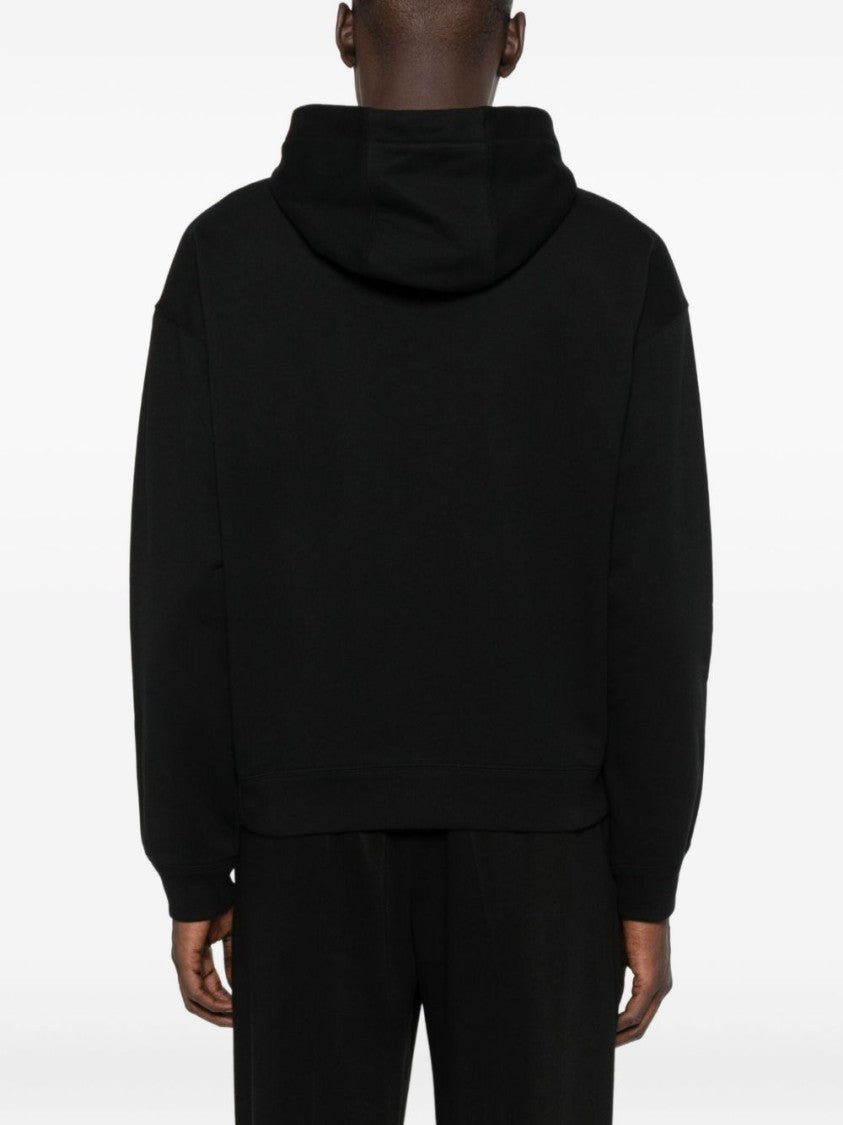 Versace Graphic Print Black Hoodie With Drawstring And Kangaroo Pocket