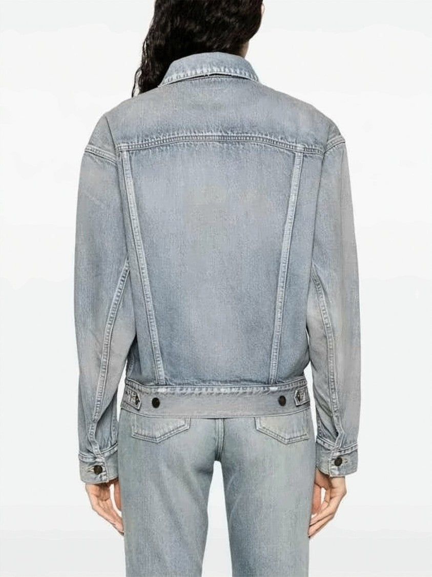Saint Laurent Light Blue Denim Jacket With Classic Design