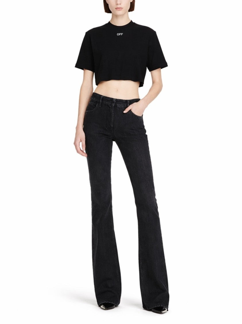 Off-White Boxy Crew Neck Cropped T-Shirt