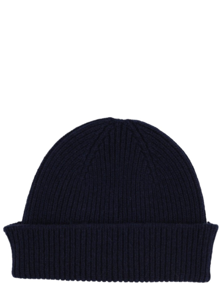 Paul Smith Blue Ribbed Knit Cashmere-Merino Blend Hat