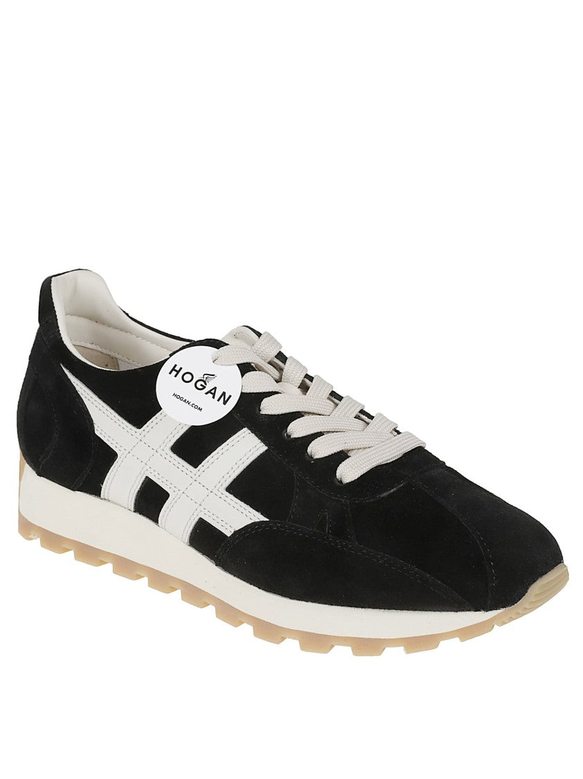 Hogan Black Suede Sneakers With Calfskin Accents