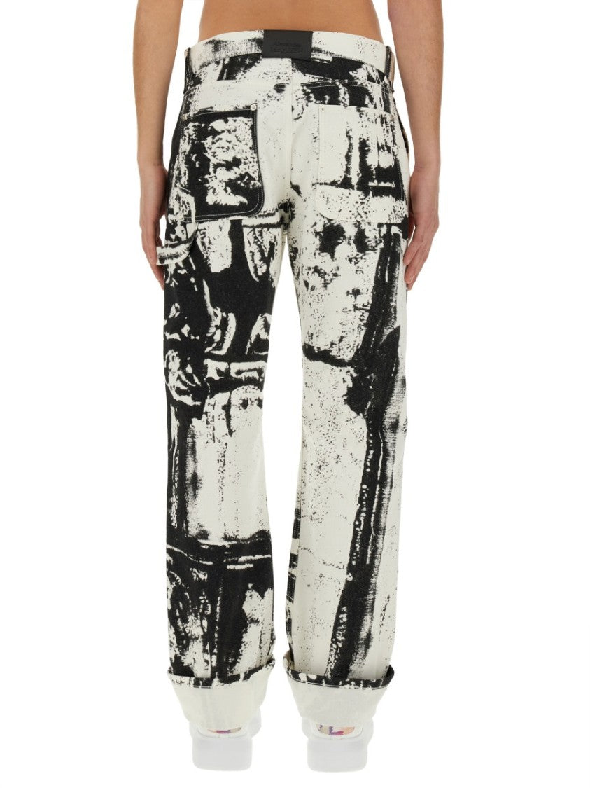 Alexander Mcqueen Workwear Jeans With Fold Print