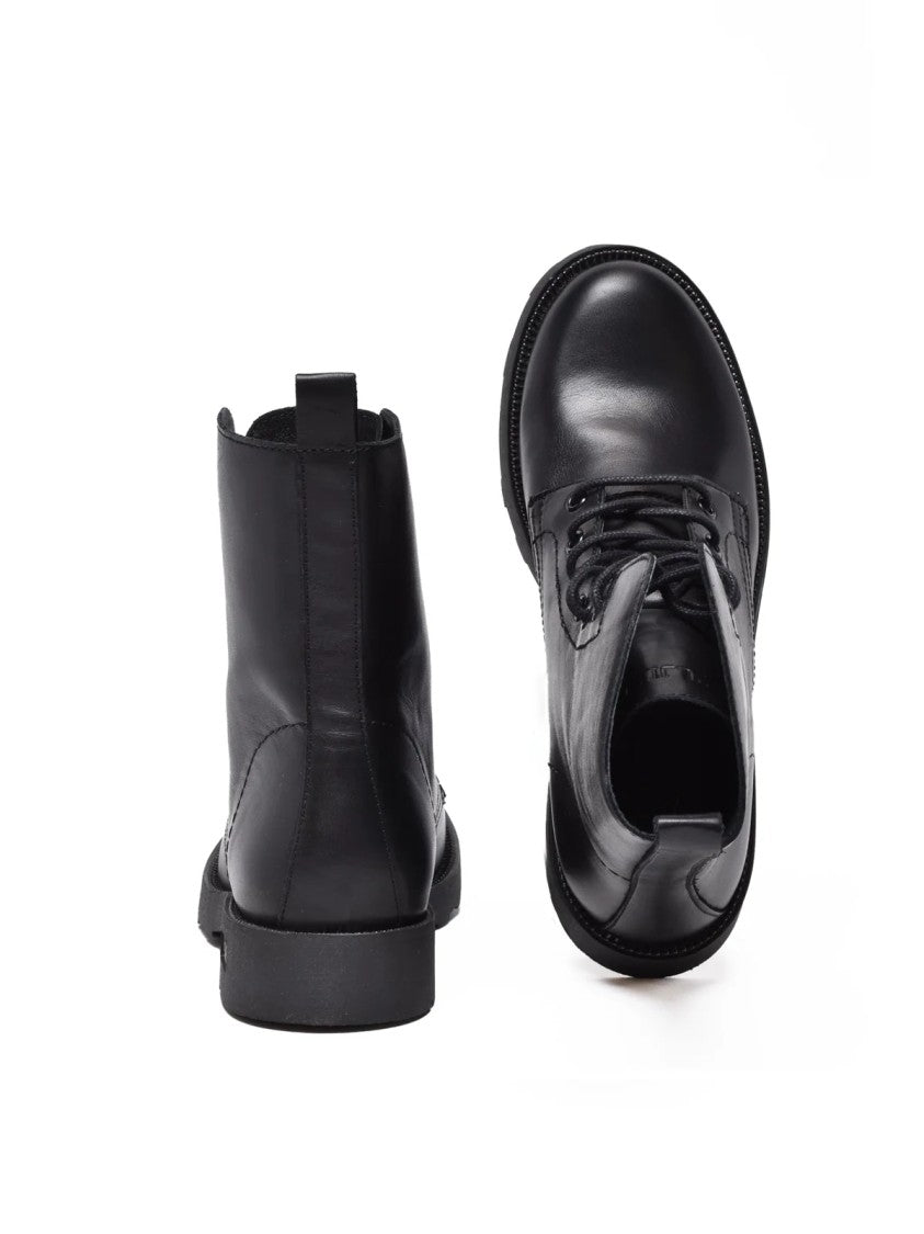 Cult Black Leather Lace-Up Combat Boots