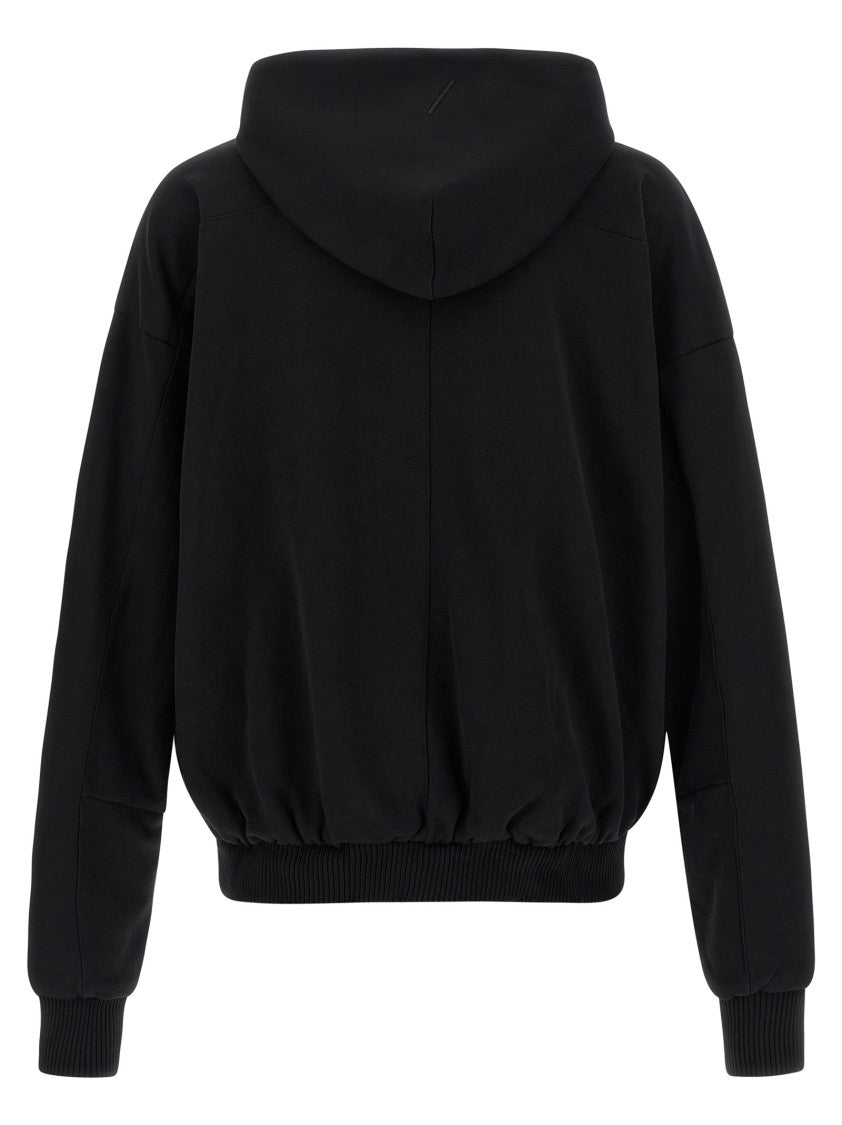 Thom Krom Hoodie With Metal Zip Closure And Knitted Trim