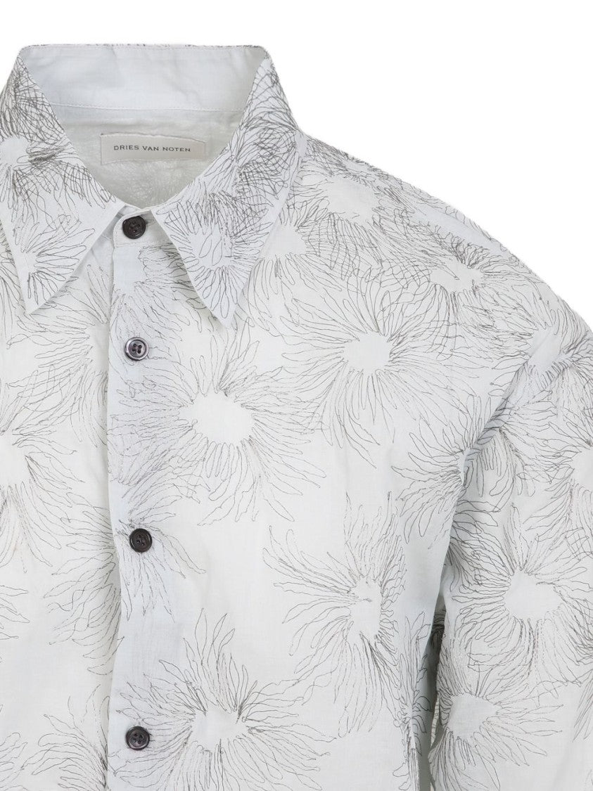 Dries Van Noten Light Grey Straight Point Collar Shirt