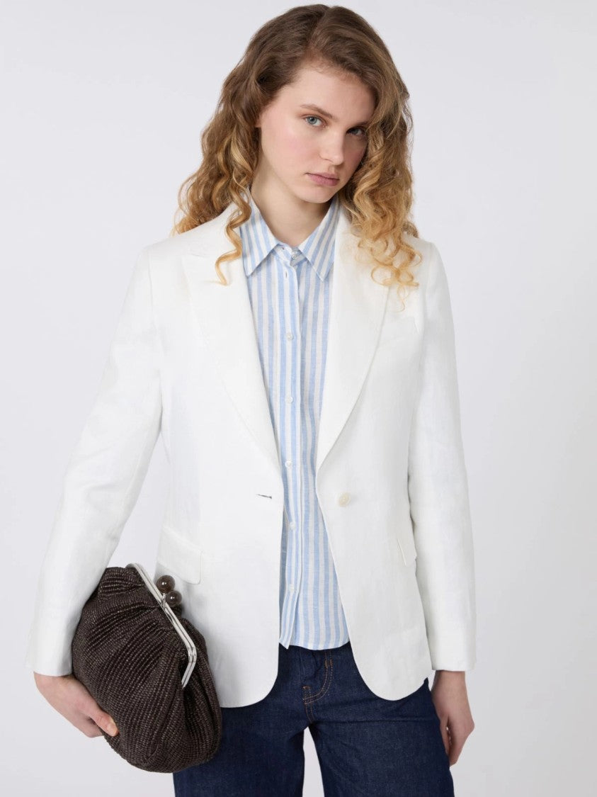 Max Mara Tailored White Blazer And Flap Pockets
